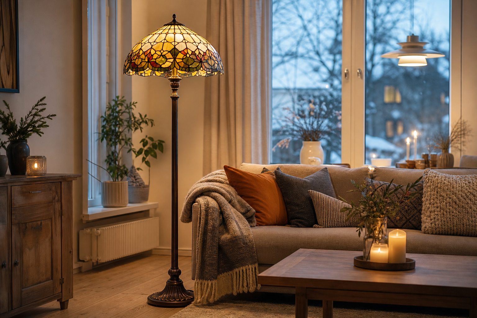 Förvandla vardagsrummet: Tiffany golvlampa för stil, värme och personlig känsla
